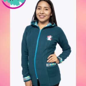 Polar Recto Con Aplicación Amapola. Azul Acero