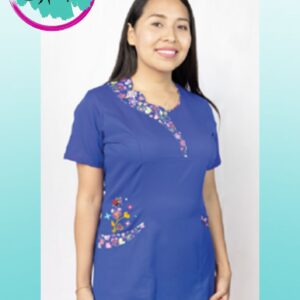 Delantal YE Aplicación Orquídea. Azul Rey